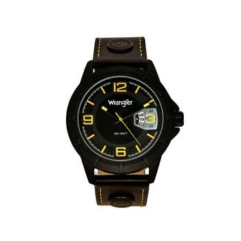 Wrangler | Men's Black Polyurethane Strap Watch, 48MM 