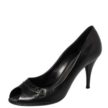 lv高帮鞋, [二手商品] Louis Vuitton | Louis Vuitton Black Leather Peep Toe Pumps Size 38.5商品图片 5.2折