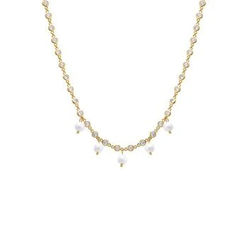 by Adina Eden | Multi Cubic Zirconia Dangling Imitation Pearl Chain Necklace,商家Macy's,价格¥721