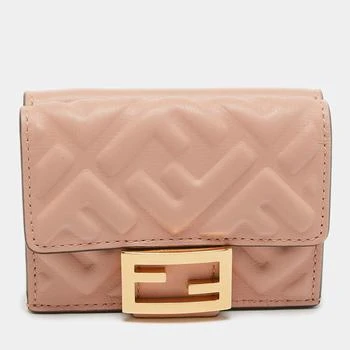 [二手商品] Fendi | Fendi Pink FF Diagonal Embossed Leather Micro Baguette Trifold Wallet,商家The Luxury Closet,价格¥2956