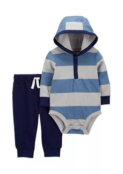 推荐Baby Boys 2-Piece Hooded Bodysuit Pant Set商品