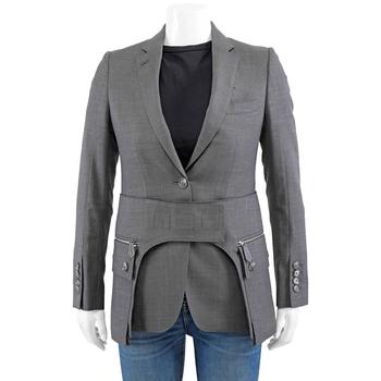 美国巴宝莉皮带, Burberry | Charcoal Grey Wool Silk Mohair Linen Blazer With Cargo Belt Detail商品图片 6.9折