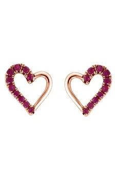 Effy | 14K Rose Gold Ruby Heart Stud Earrings - 0.16 ctw,商家Nordstrom Rack,价格¥2109