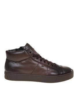 Santoni, Santoni | Santoni Men's Brown Leather Hi Top Sneakers商品图片 