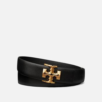 tory burch kira, Tory Burch | Tory Burch Women's 1" Kira Logo Belt - Black/Gold商品图片 