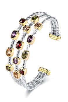 商品Liv Oliver | 18k Gold & Silver Multi Gemstone Cuff Bangle,商家Premium Outlets,价格¥1634图片