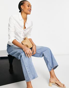ASOS | ASOS DESIGN long sleeve fitted shirt in stretch cotton in white商品图片,