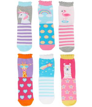 商品Unicorn/Llama/Giraffe/Flamingo Socks 6-Pack (Infant/Toddler/Little Kid/Big Kid)图片