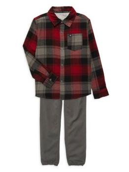 Calvin Klein | Little Boy's 2-Piece Shirt & Joggers Set商品图片,5折