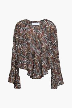 IRO | Tildana zebra-print silk blouse商品图片,2.9折
