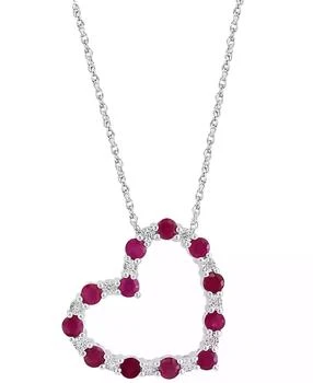 Effy | EFFY® Sapphire & Diamond (1/20 ct. t.w.) Open Heart 18" Pendant Necklace in Sterling Silver (Also available in Ruby and Emerald),商家Macy's,价格¥1444