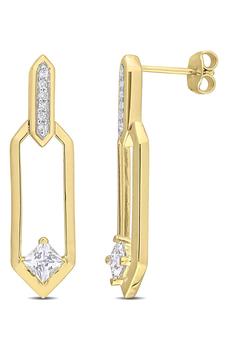 商品DELMAR | Goldtone Plate Sterling Silver White Topaz Geometric Drop Earrings,商家Nordstrom Rack,价格¥982图片