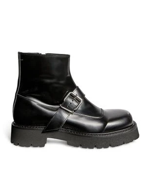 推荐Calfskin Buckle-Detail Ankle Boots商品