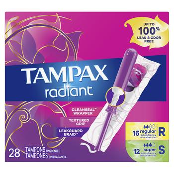 商品Tampax | Radiant Tampons, Multipack Unscented, Regular + Super Absorbency,商家Walgreens,价格¥83图片