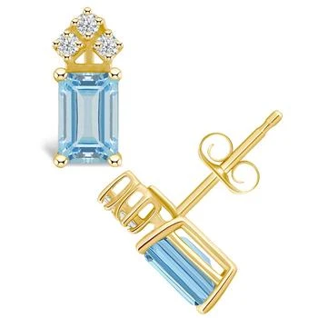 Macy's | Aquamarine (1 ct. t.w.) and Diamond (1/8 ct. t.w.) Stud Earrings in 14K Yellow Gold or 14K White Gold,商家Macy's,价格¥5107