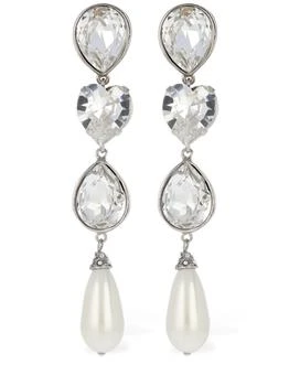 Alessandra Rich | Crystal Earrings W/ Faux Pearl Pendants,商家LUISAVIAROMA,价格¥1506