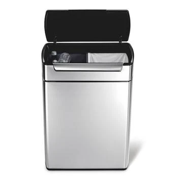 simplehuman | Brushed Stainless Steel 48 Liter Fingerprint Proof Touch Bar Dual Recycler Trash Can,商家Macy's,价格¥1339