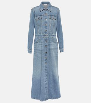Chloe◆Denim Maxi Dress with Eyelet Embroidery Chloe Denim Maxi Dress with Eyelet Embroidery - Bergdorf Goodman