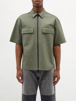 推荐Zipped leather short-sleeved shirt商品