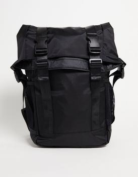 商品ASOS | ASOS DESIGN rolltop backpack in black nylon with double straps - BLACK,商家ASOS,价格¥202图片