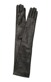 商品Valentino - Women's Valentino Garavani Vlogo Signature Leather Gloves - Black - 7 - Moda Operandi图片