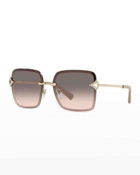 BVLGARI | Oversized Embellished Square Metal Sunglasses商品图片,