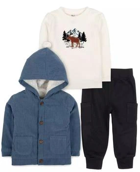 Baby Essentials | Baby Boy Woodland Cozy Hooded Jacket, Top & Pant, 3-Piece Set,商家Macy's,价格¥126