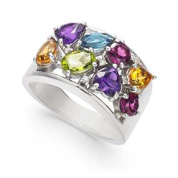 商品Macy's | Multi-Gemstone (3-1/3 ct. t.w.) & Diamond (1/20 ct. t.w.) Ring in Sterling Silver,商家Macy's,价格¥1239图片