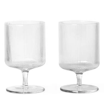 Ferm Living | Ferm Living Ripple Wine Glasses - Clear (Set of 2),商家Coggles,价格¥307