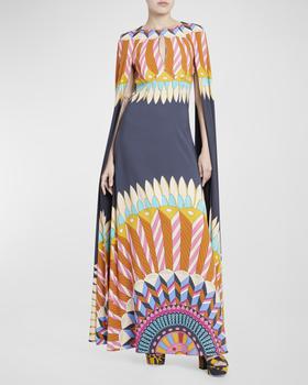 商品LA DOUBLE J | Hathor Placee Printed Gown with Cape Sleeves,商家Neiman Marcus,价格¥16546图片