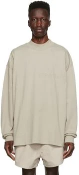 Essentials | Gray Cotton Long Sleeve T-Shirt 6.4折