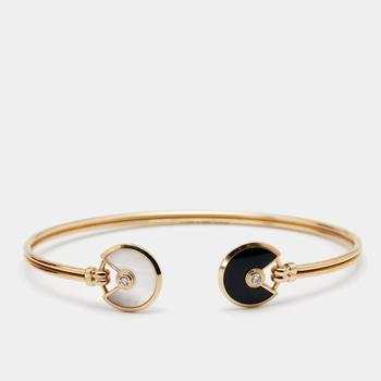 卡地亚手链, [二手商品] Cartier | Cartier Amulette De Cartier Onyx Mother of Pearl Diamonds 18k Rose Gold Open Cuff Bracelet 16商品图片 8.8折, 满1件减$100, 满减