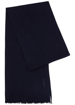 Hugo Boss | Albas navy wool scarf商品图片,满$1享8.9折, 满折