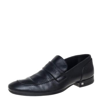 lv男鞋官网, [二手商品] Louis Vuitton | Louis Vuitton Black Leather Logo Perforated Slip On Loafers Size 40商品图片 8.1折, 满1件减$100, 满减