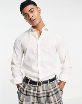 product Topman smart long sleeve linen shirt in white image