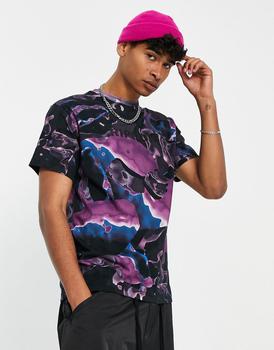 Rip N Dip | RIPNDIP ultralight beam t-shirt in black with all over art print and rubber logo商品图片,