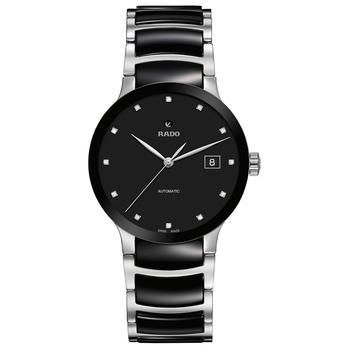 Rado | Women's Swiss Automatic Centrix Diamond-Accent Black Ceramic & Stainless Steel Bracelet Watch 38mm商品图片,