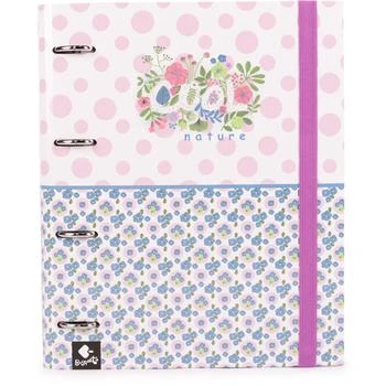 Busquets | Nature floral print ringbinder folder in white and pink,商家BAMBINIFASHION,价格¥108