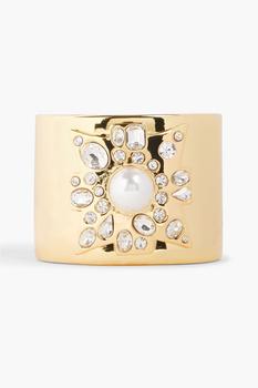 商品Gold-tone, faux pearl and crystal cuff图片