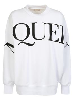 This sweatshirt with Alexander McQueen logo breaks the mold of the maison, creating a garment in light tones