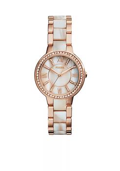 推荐Women's Rose Gold-Tone Shimmer Horn Virginia Glitz Three Hand Watch商品