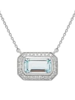 推荐14K White Gold, Aquamarine & Diamond Pendant Necklace商品