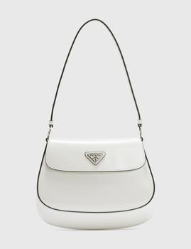 Prada | Cleo Brushed Leather Shoulder Bag With Flap商品图片,