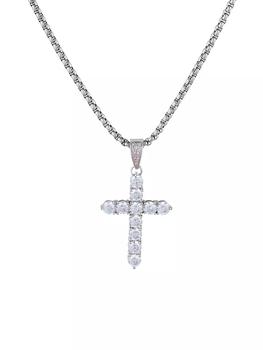 商品Darkai | 18K White Gold-Plated & Cubic Zirconia Cross Pendant Necklace,商家Saks Fifth Avenue,价格¥1586图片