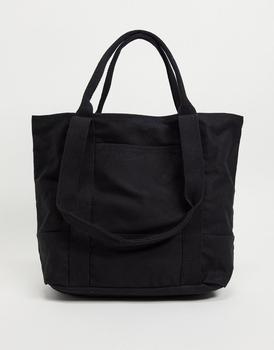 asos腋下包, ASOS | ASOS DESIGN oversized heavyweight cotton tote bag with grab and shoulder handle in black - BLACK商品图片 