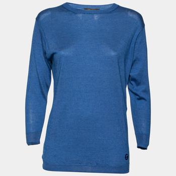 lv丝巾, [二手商品] Louis Vuitton | Louis Vuitton Blue Silk & Cashmere Knit Long Sleeve Jumper S商品图片 6.9折, 满1件减$100, 满减