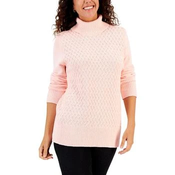 推荐Karen Scott Womens Petites Cotton Cable Knit Pullover Sweater商品