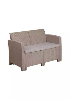 商品Flash Furniture | Flash Furniture Light Gray Faux Rattan Loveseat with All-Weather Light Gray Cushions,商家Belk,价格¥3896图片