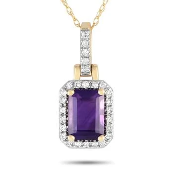 LB Exclusive | 14K Yellow Gold 0.12ct Diamond and Amethyst Pendant Necklace PD4-15501YAM,商家Premium Outlets,价格¥2330