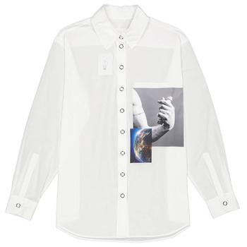 burberry衬衫, Burberry | Press-stud Montage Print Cotton Shirt In White商品图片 6.9折